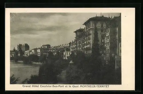 AK Montreux-Territet, Grand Hotel Excelsior-Bon-Port et le Quai