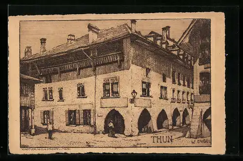 Künstler-AK Thun, Haus mit Bogengang