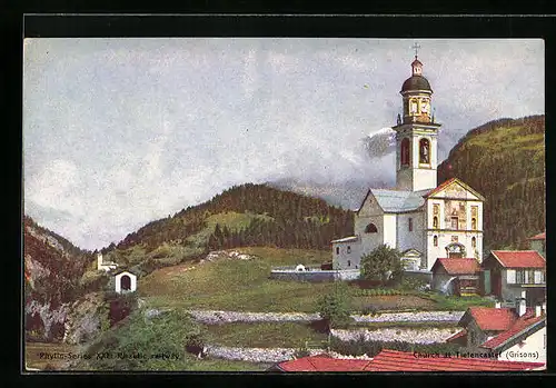 AK Tiefenkastel, Blick zur Kirche, Reklame Phytin