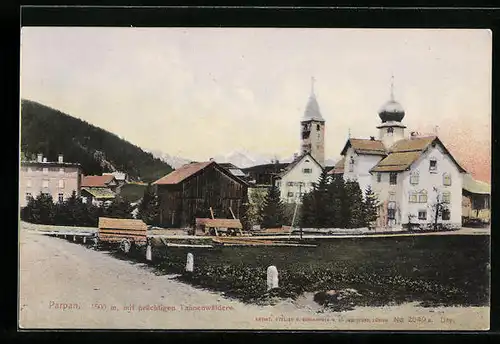AK Parpan, Ortsansicht mit Kirchen