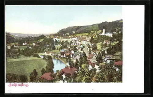 AK Lichtensteig, Ortsansicht aus der Vogelschau