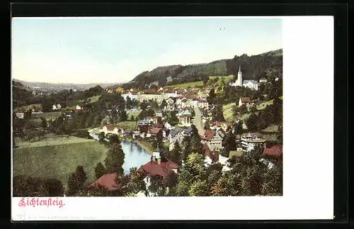 AK Lichtensteig, Ortsansicht aus der Vogelschau