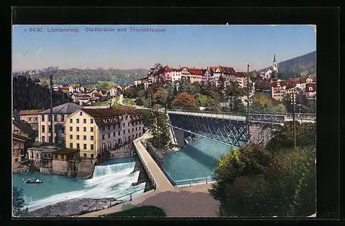 AK Lichtensteig, Stadtbrücke und Thurschleusen
