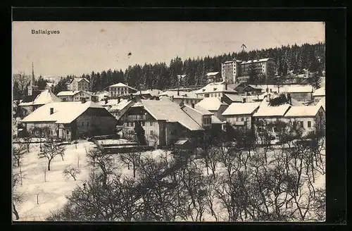 AK Ballaigues, Ortsansicht bei Schnee