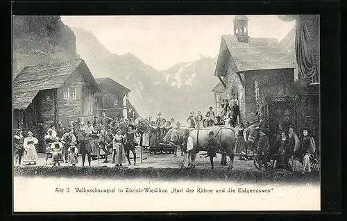 AK Zürich-Wiedikon, Volksschauspiel Karl der Kühne und die Eidgenossen