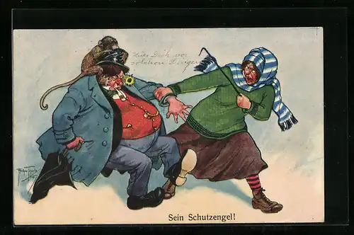Künstler-AK Arthur Thiele: Sein Schutzengel