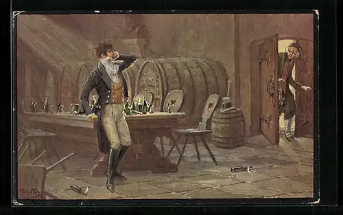 Künstler-AK Arthur Thiele: Hauff`s Phantasien im Bremer Ratskeller