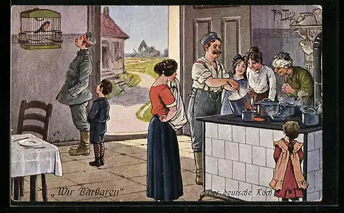 Künstler-AK Arthur Thiele: Der deutsche Koch, Wir Barbaren