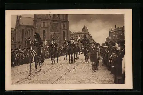 AK Prag, Mustermesse, Kostümierte Parade