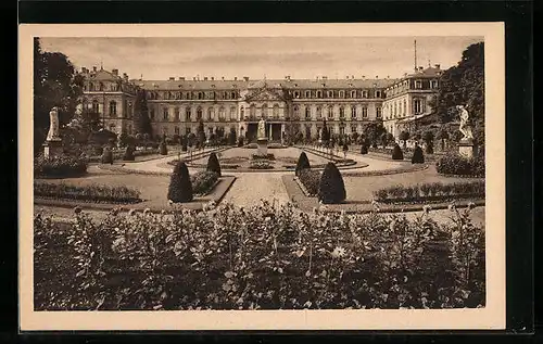 AK Stuttgart, Württ. Gartenbauausstellung 1924, Privatgarten mit Neuem Schloss