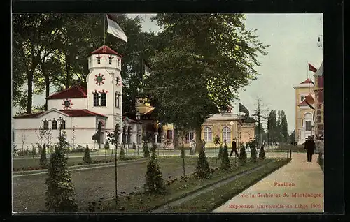 AK Liège, Exposition Universelle 1905, Pavillon de la Serbie et du Monténégro