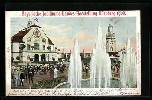 AK Nürnberg, Byerische Jubiläums-Landes-Ausstellung 1906, Hauptrestaurant