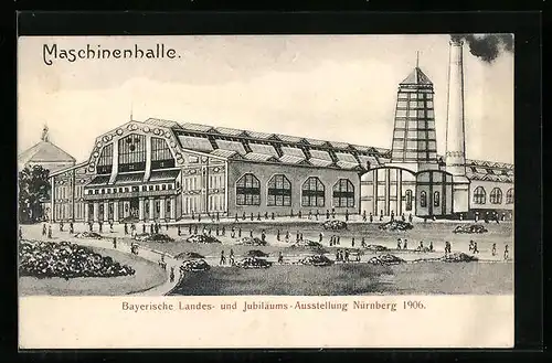 AK Nürnberg, Bayerische Landes- und Jubiläums-Ausstellung 1906, Maschinenhalle