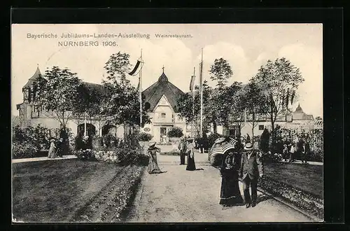 AK Nürnberg, Bayerische Jubiläums-Landes-Ausstellung 1906 - Weinrestaurant