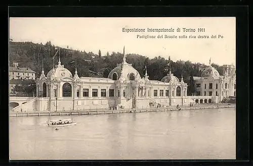 AK Torino, Esposizione Internazionale 1911, Padiglione del Brasile sulla riva destra del Po