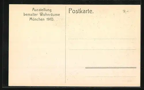 AK München, Ausstellung bemalter Wohnräume 1910, Zimmer der Tochter des Hauses, Zweigstrasse 1