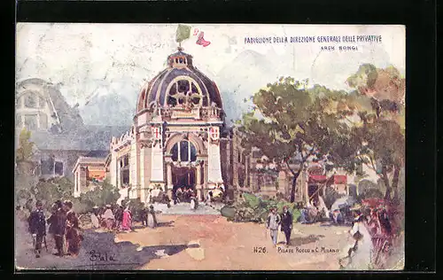 Künstler-AK Milano, Esposizione 1906, Padiglione della Direzione Generale delle Privative