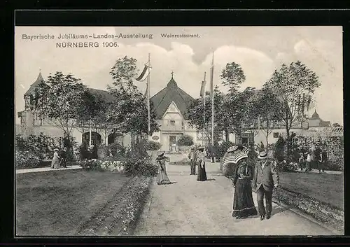 AK Nürnberg, Bayerische Jubiläums-Landes-Ausstellung 1906, Weinrestaurant