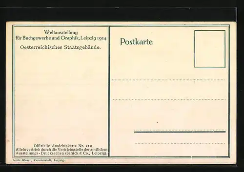 AK Leipzig, Weltausstellung für Buchgewerbe und Graphik 1914, Oesterreichisches Staatsgebäude