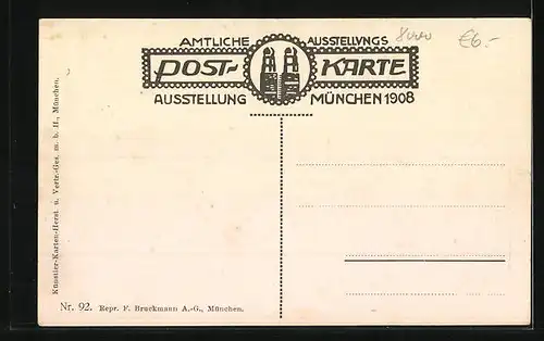 AK München, Ausstellung 1908, Emanuel von Seidl, linke Hälfte der Bassin-Anlage