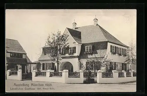 AK München, Ausstellung 1908, Ländliches Gasthaus