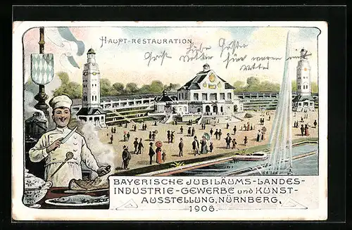 Künstler-AK Nürnberg, Bayerische Jubiläums-Landesausstellung 1906, Haupt-Restauration