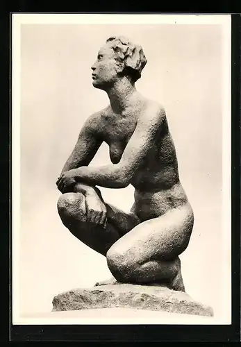 AK Georg Kolbe, Kauernde 1927, Bronze, überlebensgross, Marburg, Museum, Barten