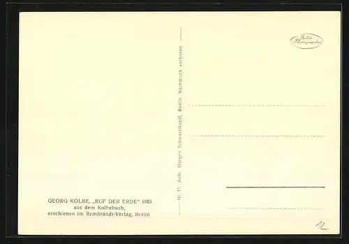 AK Georg Kolbe Ruf der Erde 1983