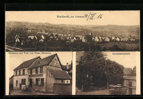AK Waldesch b. Coblenz, Gasthaus zur Post, Gartenwirtschaft