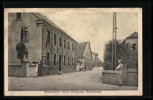 AK Schwalheim, Strassenansicht & Restauration Herm. Bergmann