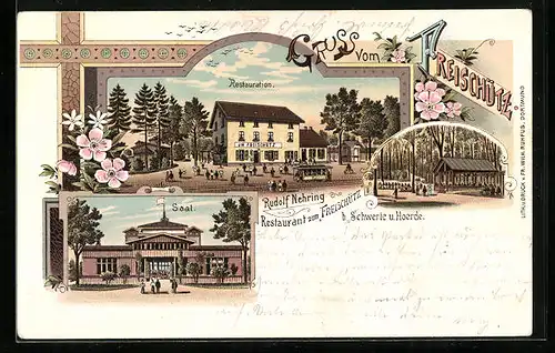 Lithographie Schwerte /Ruhr, Restaurant zum Freischütz von Rudolf Nehring