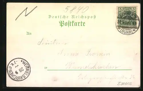 Lithographie Schwerte /Ruhr, Restaurant zum Freischütz von Rudolf Nehring