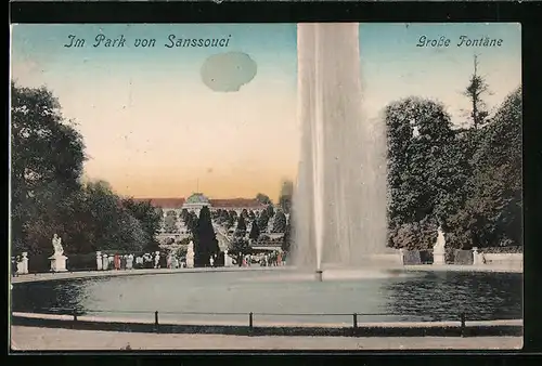 AK Potsdam, Grosse Fontäne im Park von Sanssouci