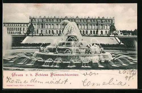 AK Schloss Herrenchiemsee und Brunnenanlagen