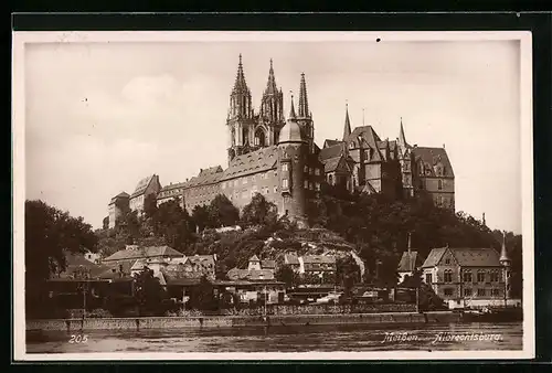 AK Meissen, Albrechtsburg von der Elbe betrachtet