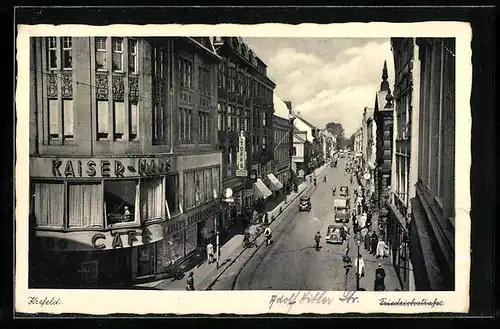 AK Krefeld, Friedrichstrasse aus der Vogelschau