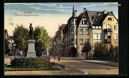 AK Krefeld, Partie am Bismarckdenkmal