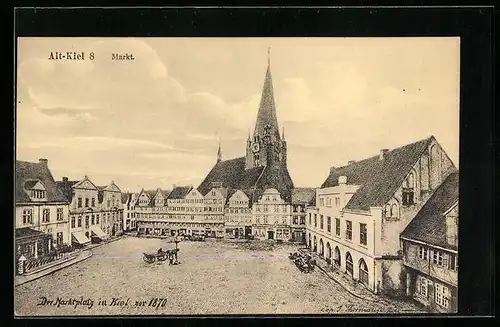 AK Alt-Kiel, Markt mit Kirche vor 1870