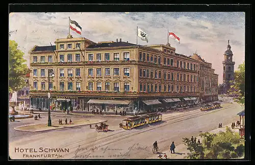 Künstler-AK Frankfurt a. M., Hotel Schwan