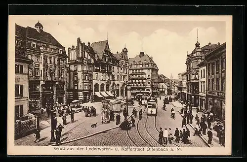AK Offenbach a. M., Stadtansicht mit Strassenbahn