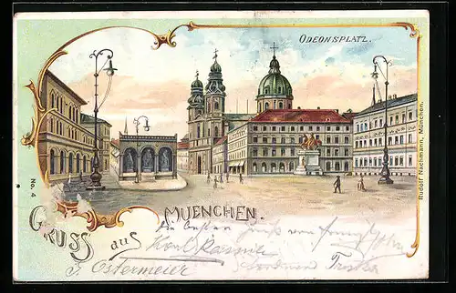 Lithographie München, Odeonsplatz