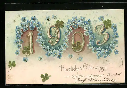 AK Jahreszahl 1903, Glückwunsch zum Jahreswechsel