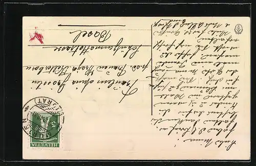 AK Heureuses Paques, Palmkätzchenzweige zu Ostern