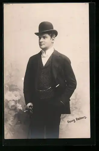 AK Schauspieler Georg Reimers mit Melone