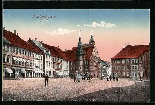 AK Hildburghausen, Blick auf den Markt