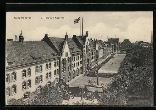 AK Wilhelmshaven, Blick auf die I. Torpedo Kaserne der 4. Kompagine II. Torpedo Division