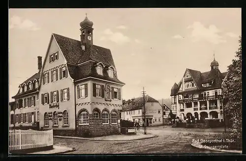 AK Bad Georgenthal, Blick auf den St. Georgenplatz mit Hotel Deutscher Hof und Klosterhof