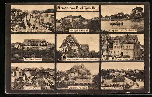 AK Bad Salzuflen, Kinderheilanstalt, Vinzenzhaus, Sophienhaus III., Josefsheim, Badehäuser, Parkstrasse