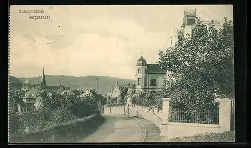 AK Gummersbach, Blick entlang der Bergstrasse in die Stadt