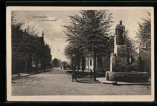 AK Eschweiler, Strassenpartie am Kriegerdenkmal